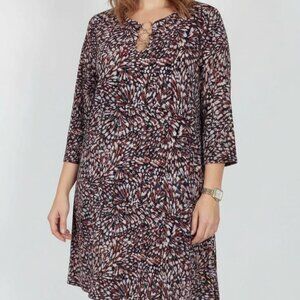 Versatile MSK Abstract Shift Dress with Triple Ring Detail Sz L